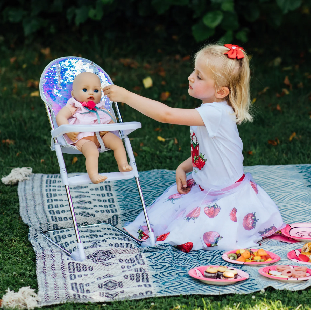 Roma Polly White Glitter Dolls Highchair