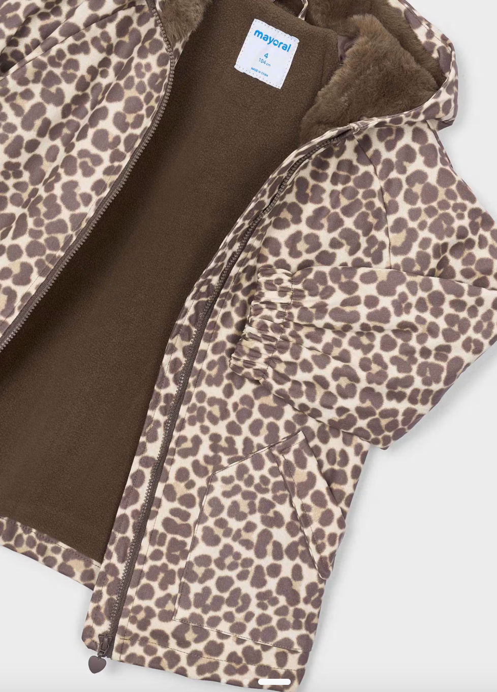 Mayoral Girls Leopard Print Fleeced Raincoat 4424