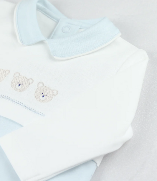 Emile Et Rose Baby Boy Blue Bear Print Babygrow & Hat Jasper