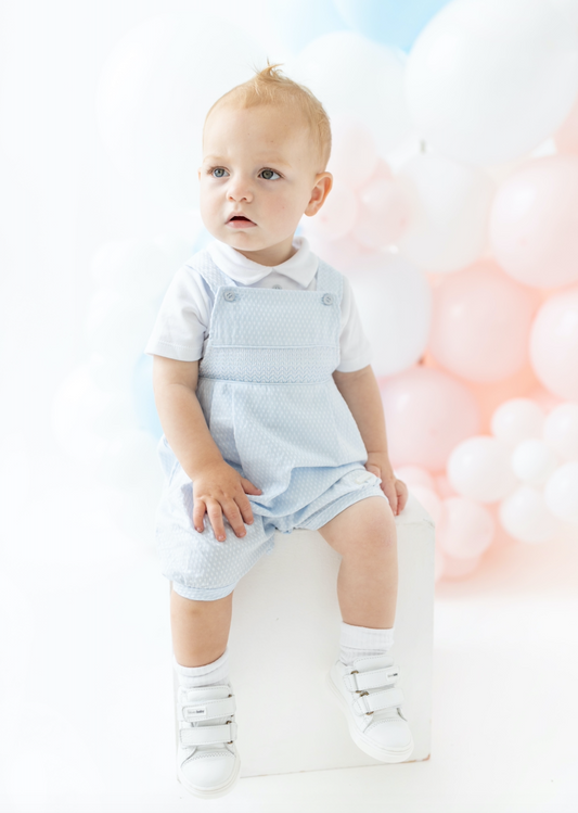 Blues Baby Boys Pale Blue Embossed Dungaree Set BB1795
