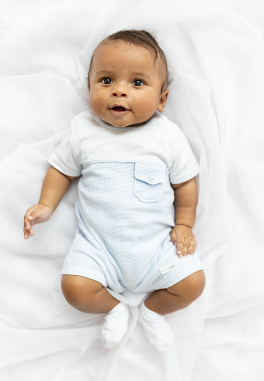 Blues Baby Boys Blue Waffle Summer Romper BB1787
