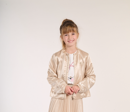 Lili Gaufrette Girls Gold Satin Ruffle Jacket GG003