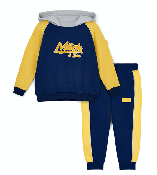 Mitch & Son Navy & Yellow Hooded Tracksuit Kash