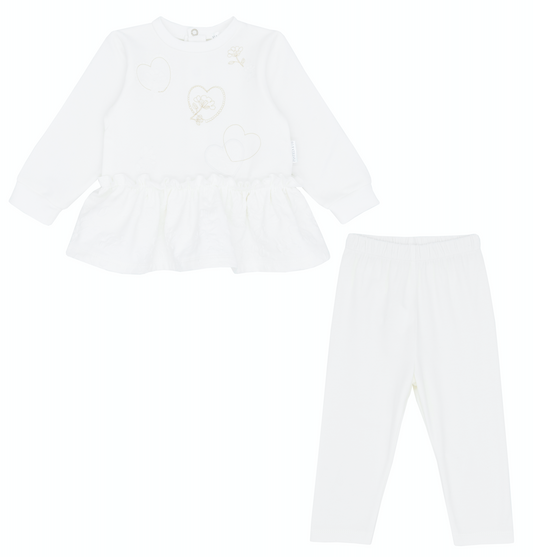 Pastels & Co Ivory Frill Print Legging Set Aurora