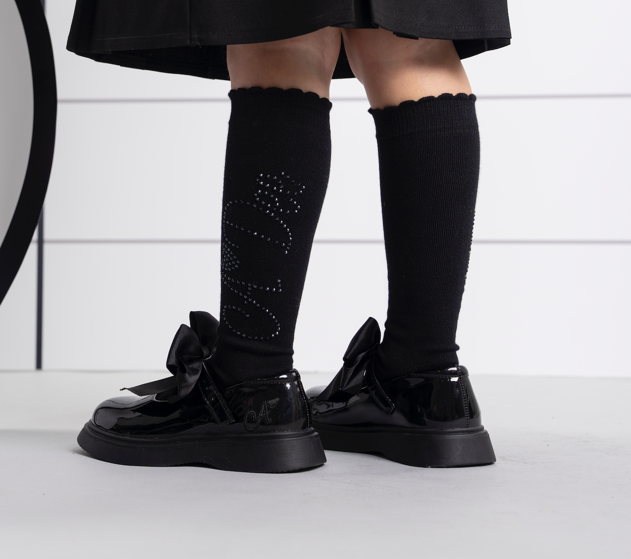 PRE ORDER ADee Girls Black Bow Shoe Lyra
