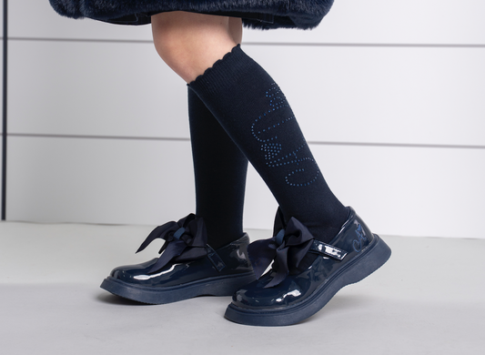 PRE ORDER ADee Girls Navy Bow Shoe Lyra