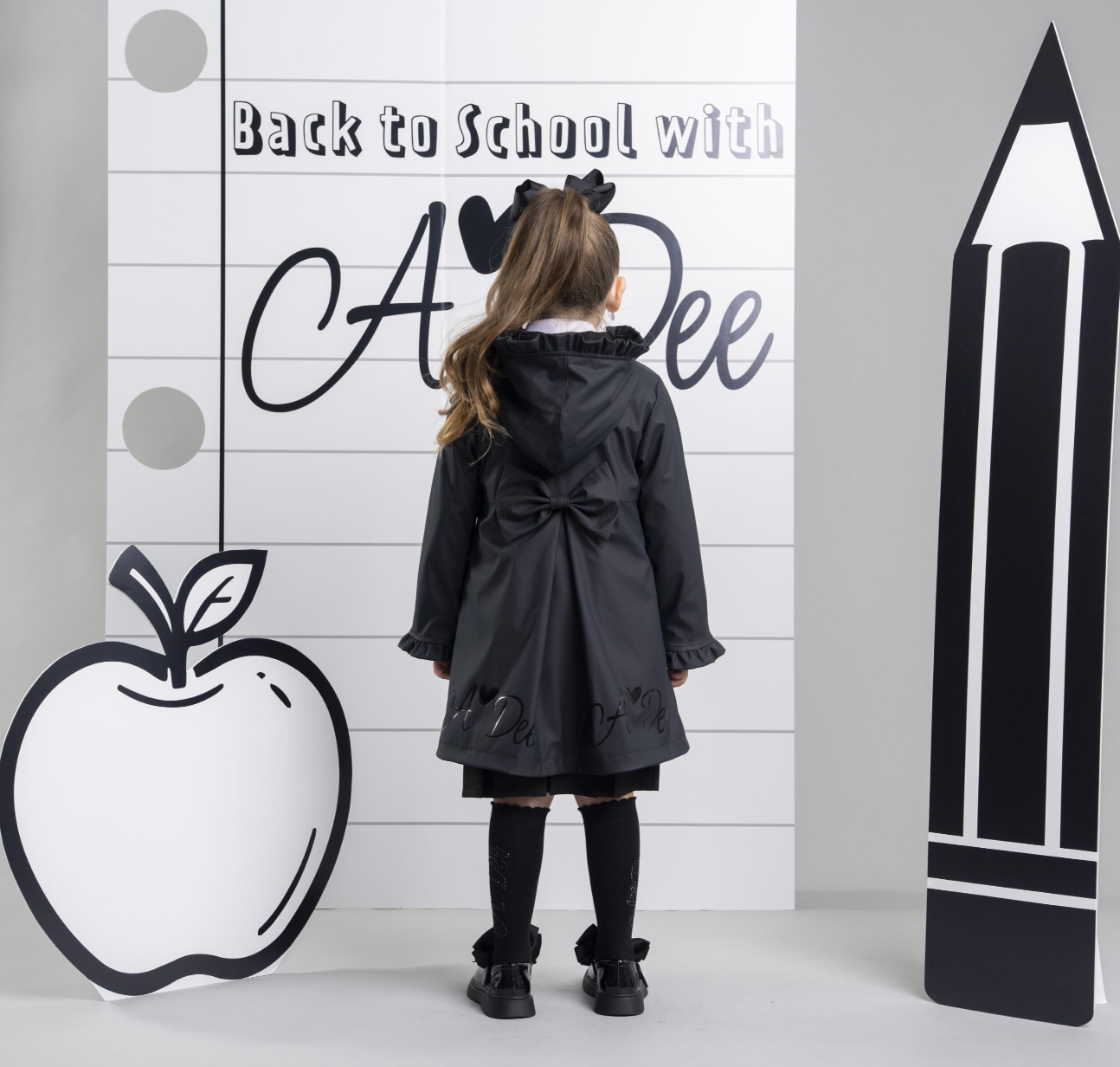 PRE ORDER ADee Girls Grey Bow Raincoat Nova