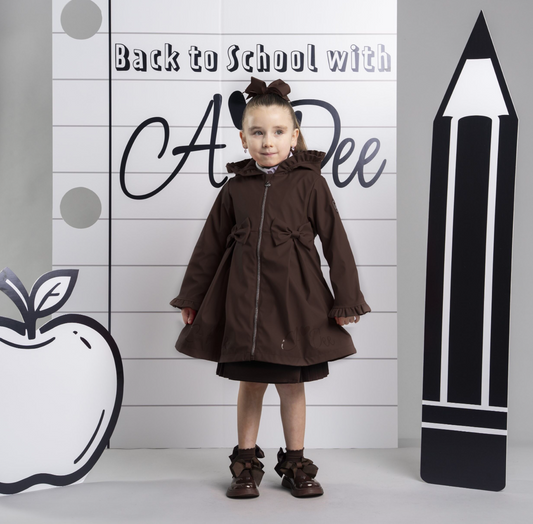 PRE ORDER ADee Girls Brown Bow Raincoat Nova