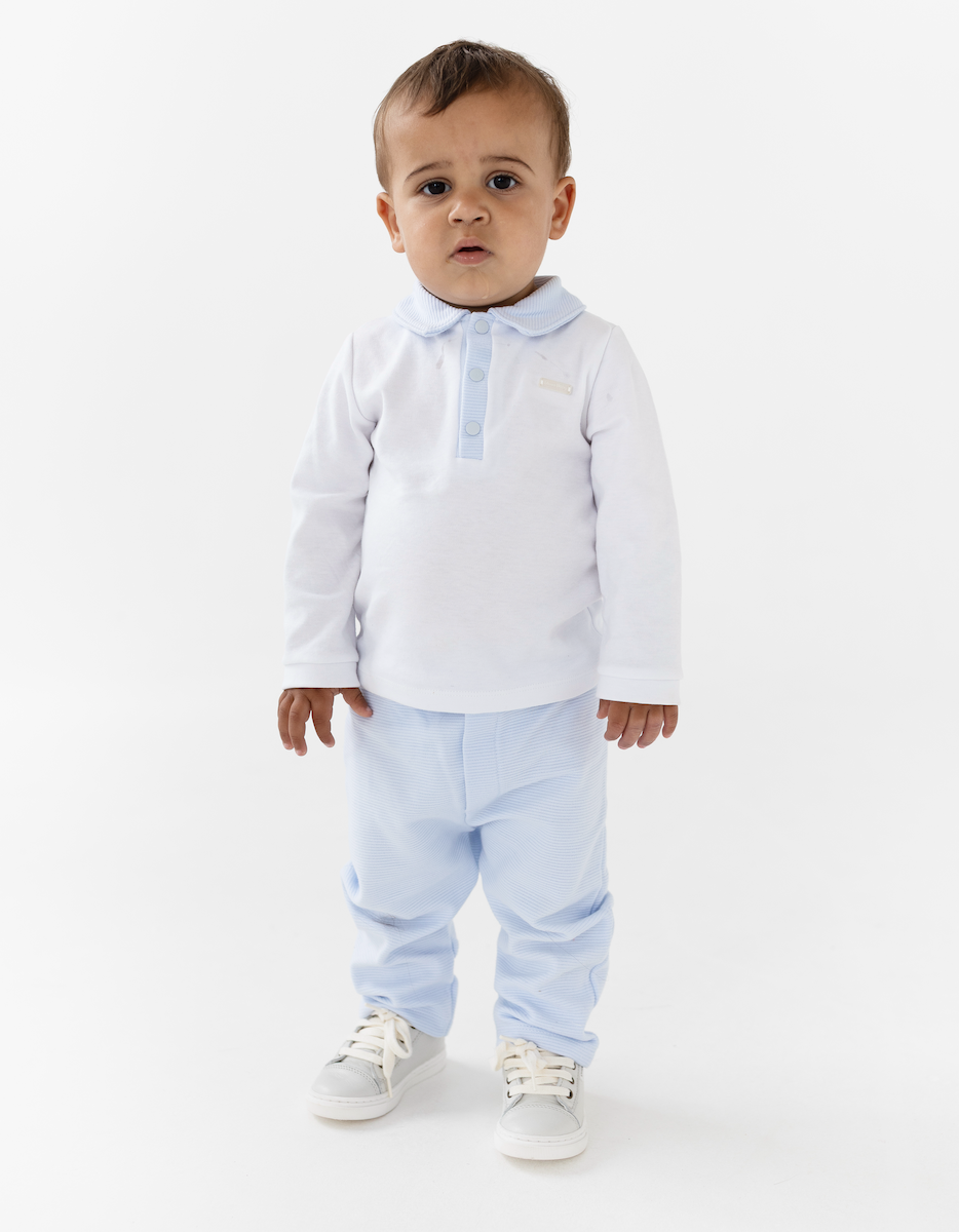 Blues Baby Boys White & Blue Polo & Trouser Set BB3231