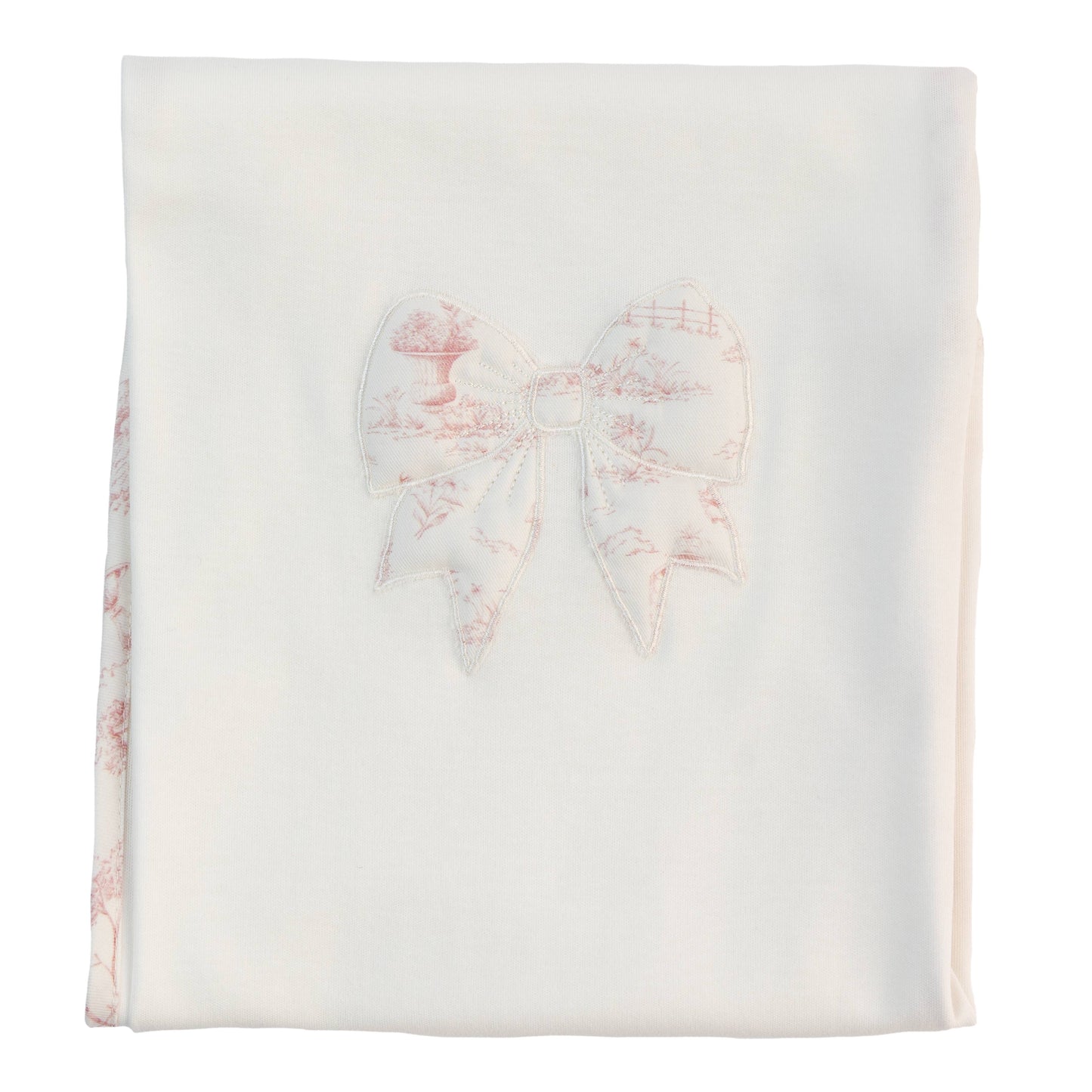 Baby Gi Pink & White Vintage Print Bow Burp Cloth VT10G