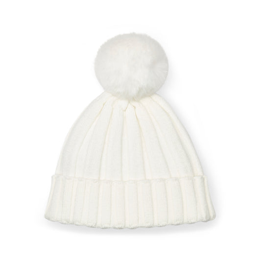 ADee White Pom Pom Knitted Hat Mallory