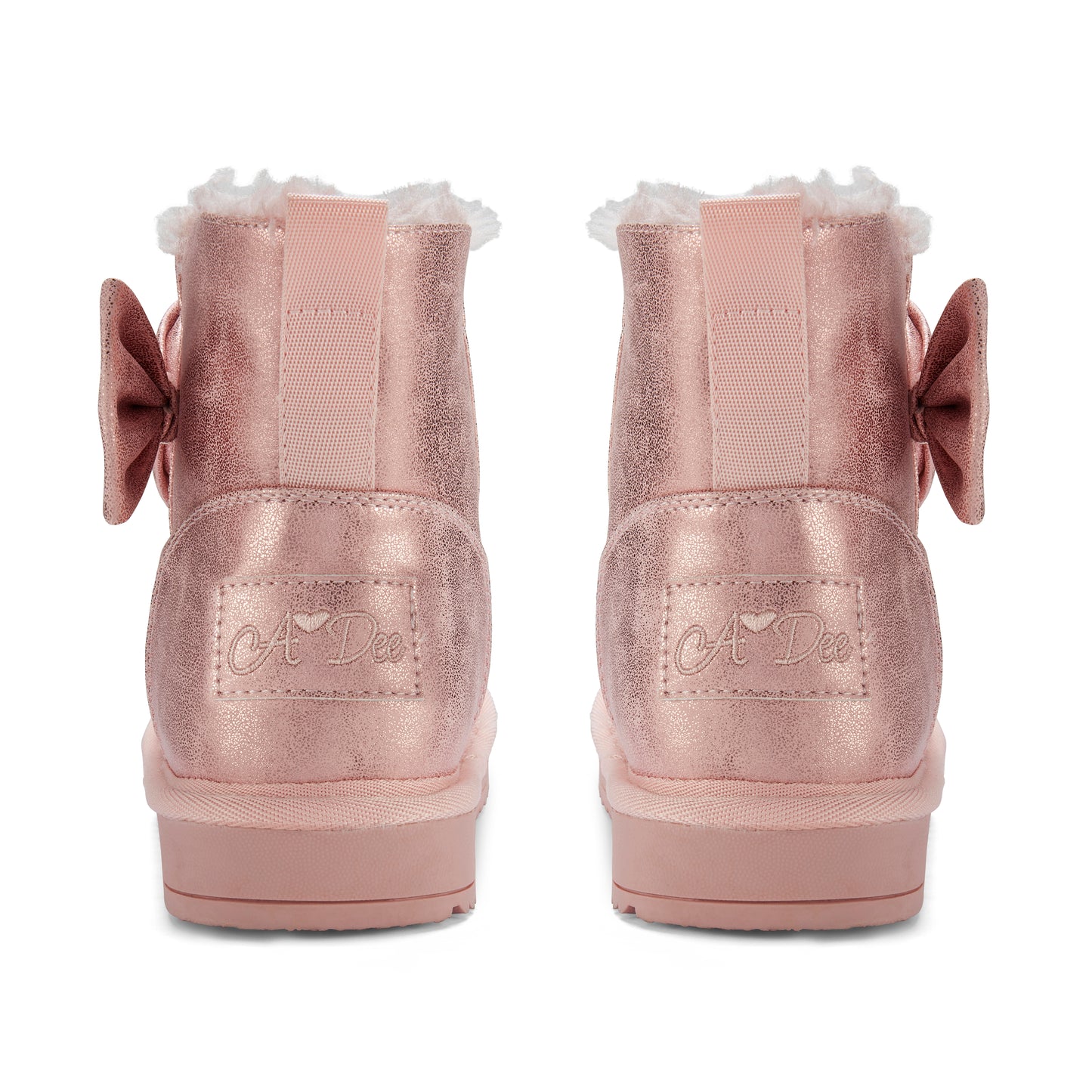 ADee Girls Pink Faux Suede Boot with bow Bowtiful