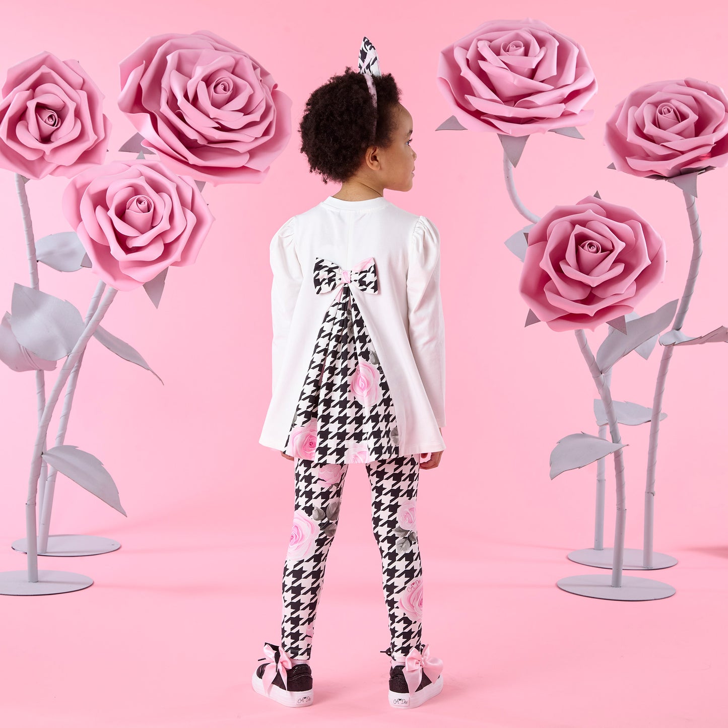 PRE ORDER ADee Girls White Houndstooth Legging Set Arabella
