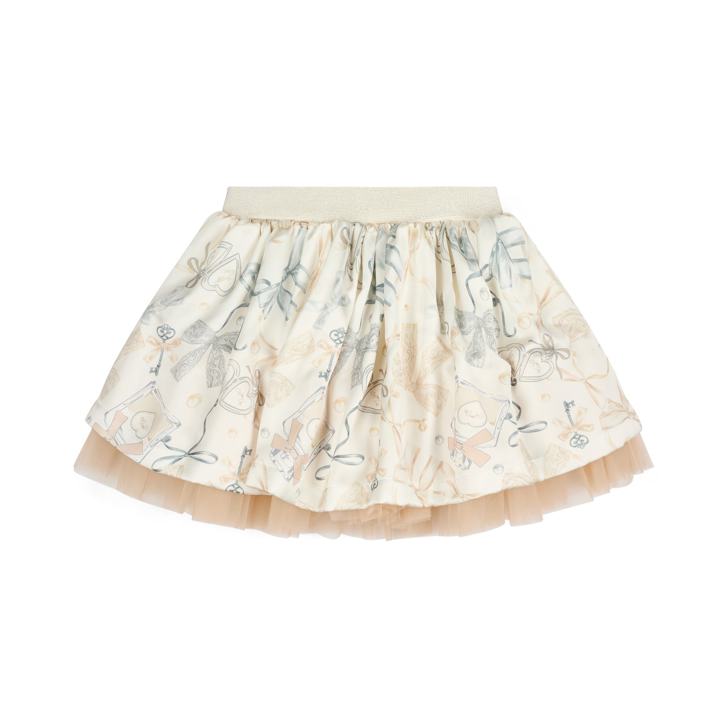 PRE ORDER ADee Girls Beige Bow Print Skirt Set Brie