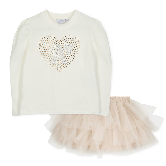 PRE ORDER ADee Girls White Tulle Skirt Set Blair