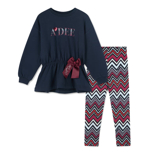 PRE ORDER ADee Girls Navy Sweatshirt Legging Set Celine