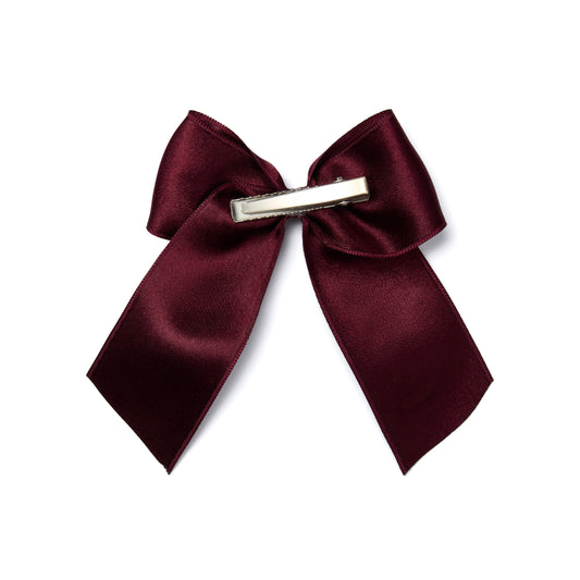 PRE ORDER ADee Girls Dark Cherry Satin Bow Hairclip Ariah