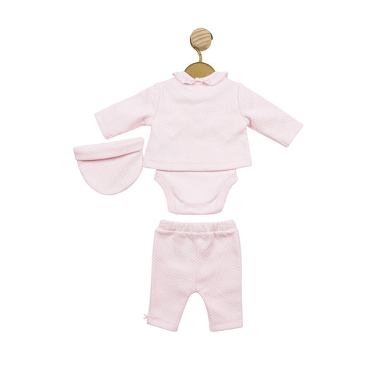 Mintini Tiny Baby Girls Pink 3 Piece Set and Hat 5146 image 1