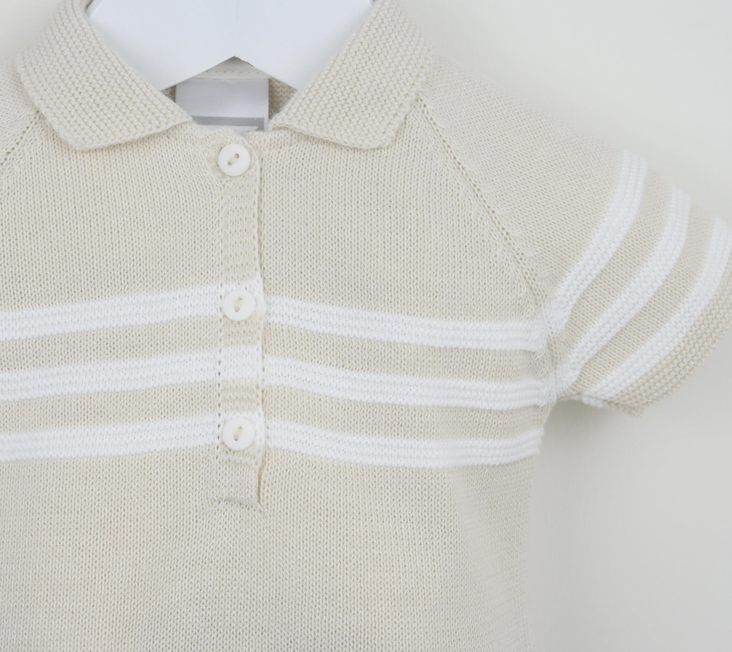 PEX Baby Boy Beige Knitted Stripe Romper Mateo