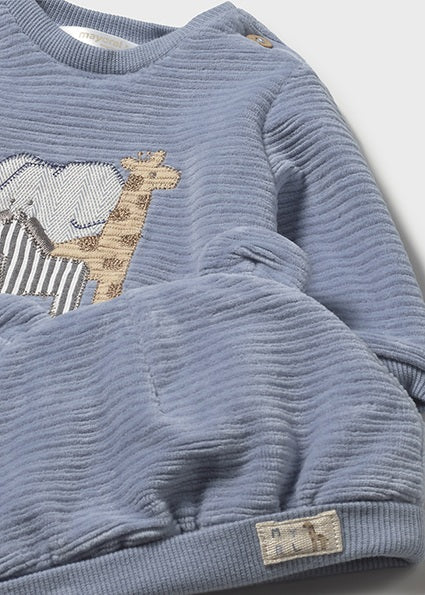 Mayoral Baby Boy Blue Corduroy Tracksuit With Hat 2624