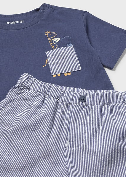 Mayoral Baby Boy Navy Blue Stripe Short Set 1228