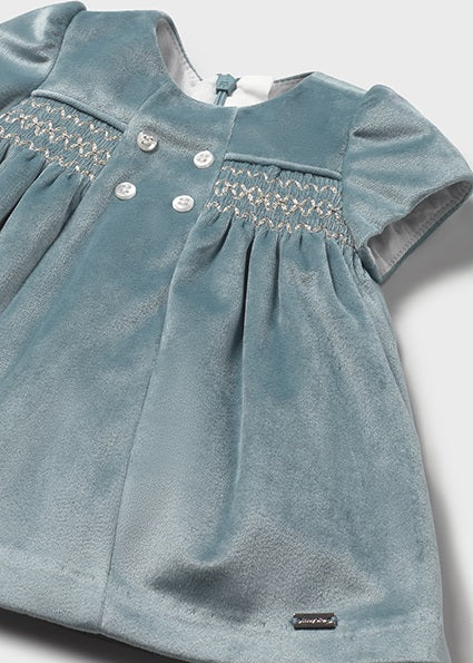 Mayoral Baby Girl Blue Velour Dress 2816