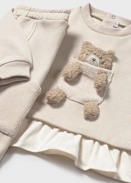 Mayoral Baby Girls Beige Bear Tracksuit 2843