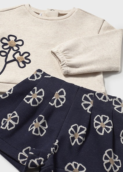 Mayoral Baby Girls Navy & Beige Short Set 2262