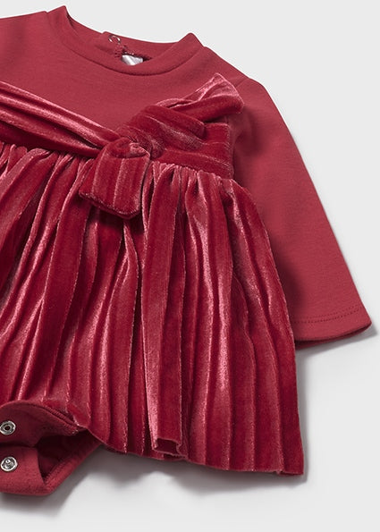 Mayoral Baby Girl Red Velour Romper Dress 2812