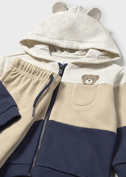 Mayoral Baby Boys Beige & Navy Three Piece Tracksuit 918