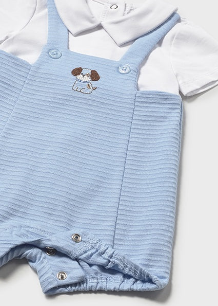 Mayoral Baby Boy Blue Ribbed Romper Set 1605