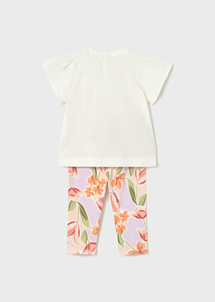 Mayoral Baby Girl Cream Petal Print Legging Set 1747
