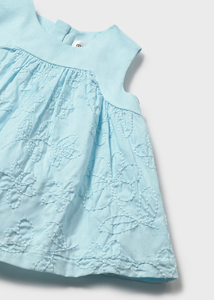 Mayoral Baby Girl Aqua Embroidered Dress Set 1813