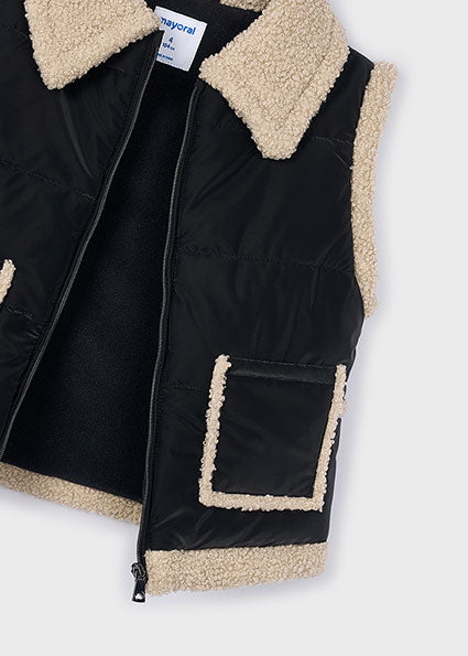 Mayoral Girls Black Sherpa Gilet 4313