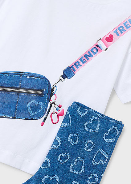 Mayoral Girls Heart Denim Flared Legging Set 3730