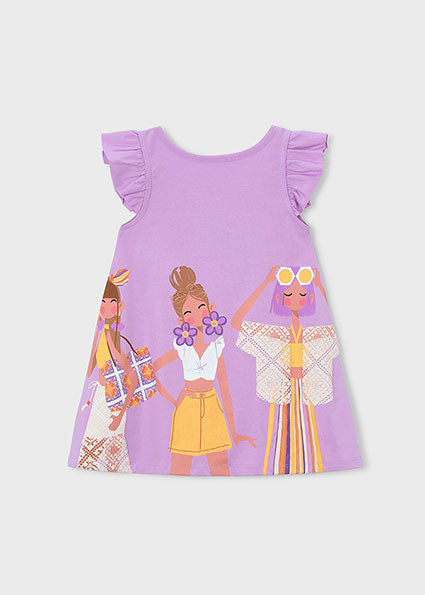 Mayoral Girls Lilac Print Summer Dress 3934