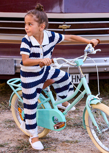 Mayoral Girls Navy Stripe Knit Trouser Set 3595