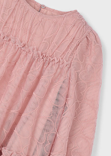 Mayoral Girls Pink Tulle Printed Dress 4919