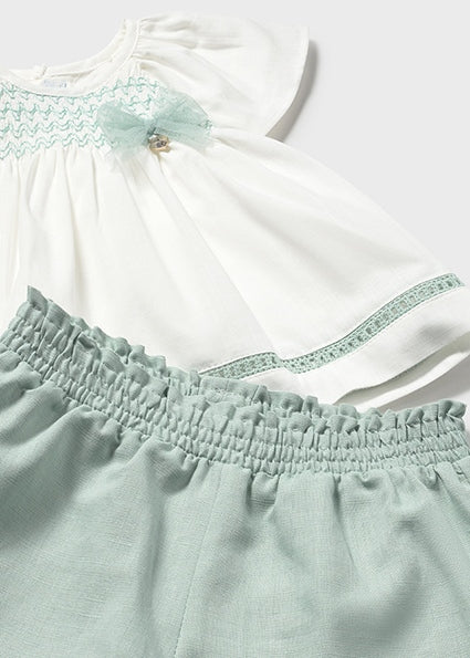 Mayoral Baby Girl Sage Linen Short Set 1212