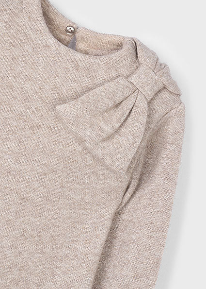 Mayoral Girls Gold Glitter Knitted Bow Dress 4991