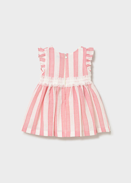 Mayoral Baby Girl Pink Linen Striped Dress 1904