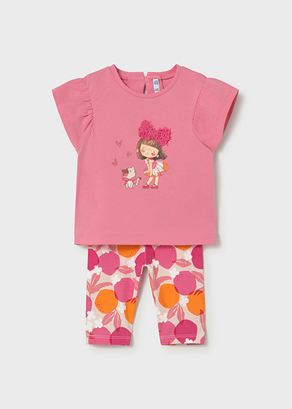 Mayoral Baby Girl Bright Pink Printed Legging Set 1751