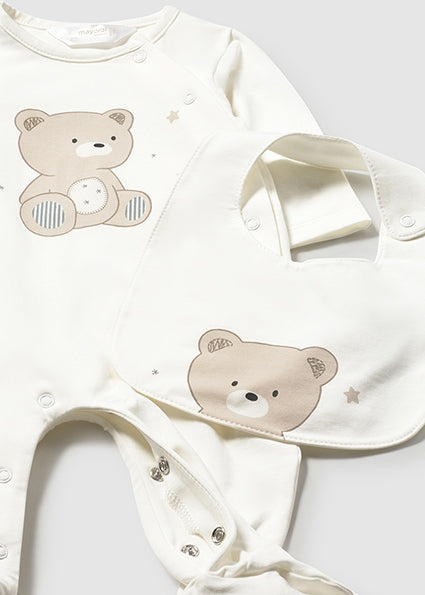 Mayoral Unsiex Baby Cream Babygrow With Bib 1714