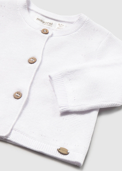 Mayoral Baby Boy White Knit Cardigan 1305