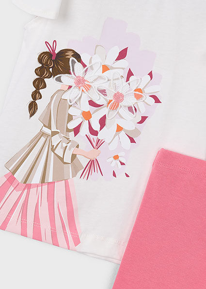 Mayoral Girls Pink Printed Legging Set 3724