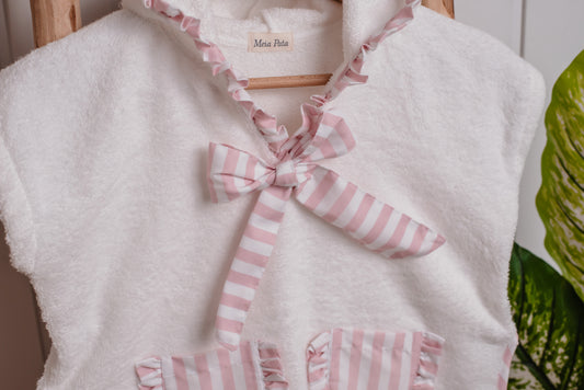 Meia Pata Girls Pink Stripe Towel Poncho