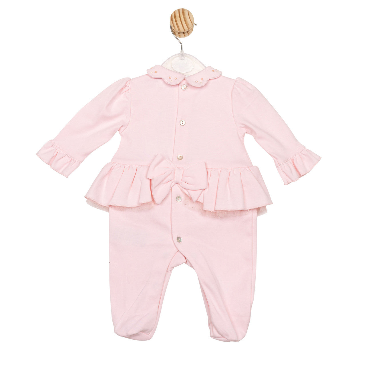 Mintini Baby Girls Pink Bow Babygrow 6796