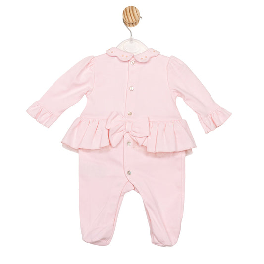 Mintini Baby Girls Pink Bow Babygrow 6796