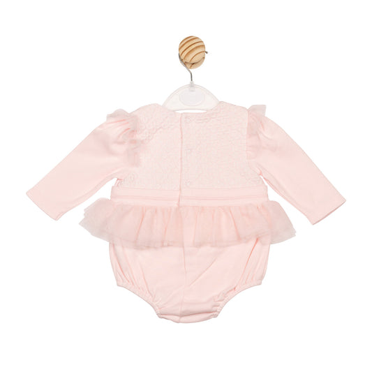 Mintini Baby Girl Pink Pearl Flower Romper 6831