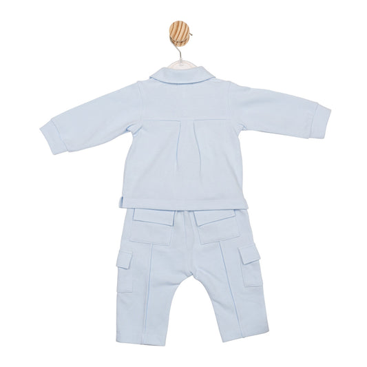 Mintini Baby Boys Blue Quarter Zip Trouser Set 6599